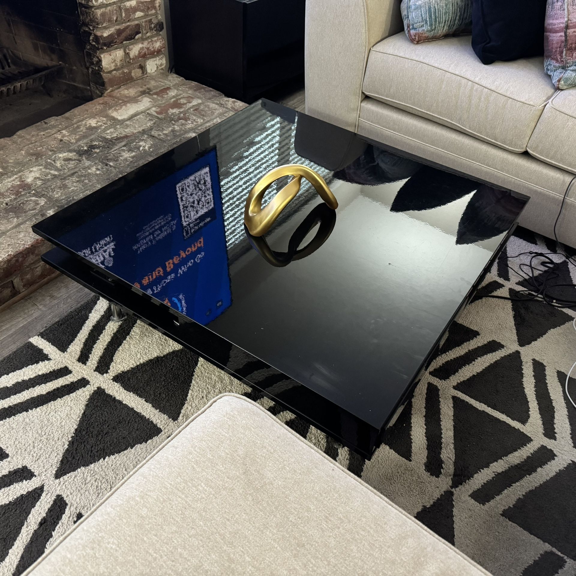 Modern black square coffee table