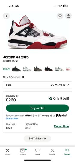 Jordan Retro 4 Fire Red