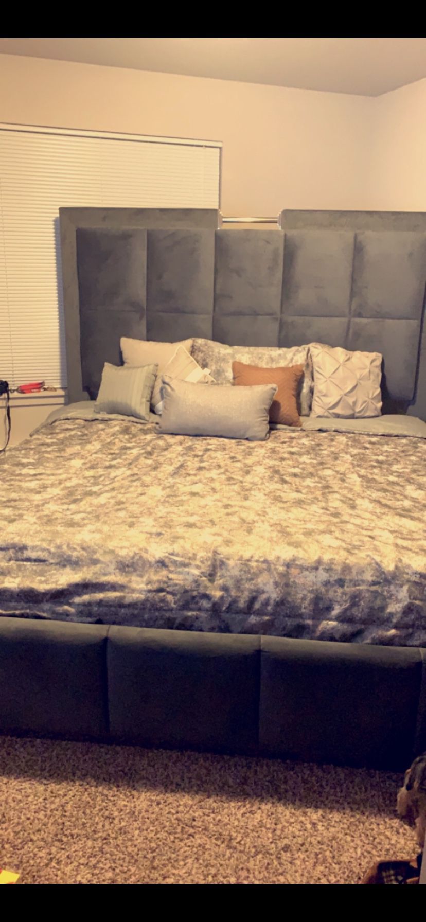 King size bed frame w/mattress and box spring