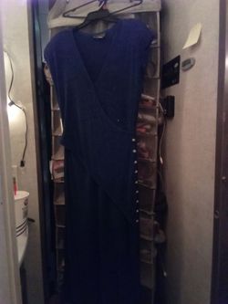 Navy Blue Maxi Dress with Button Detail