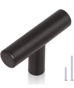 15 Pack| Flat Black Single Hole Cabinet Knobs 2" Drawer Handle Pulls Kitchen Cupboard T Bar Knobs Stainless Steel Furniture Hardware