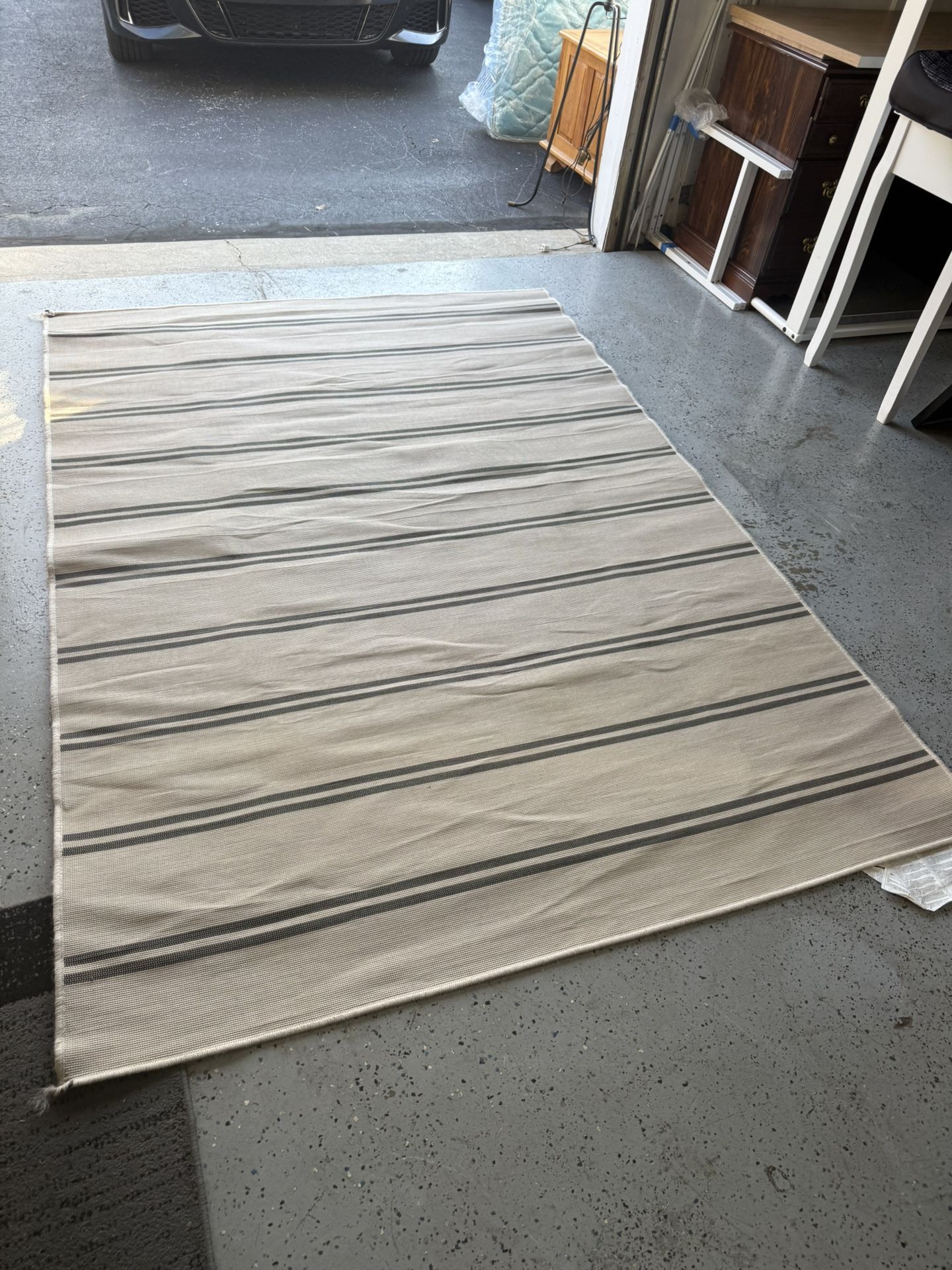 VIRKLUND Rug flatwoven, in/outdoor, beige/dark gray