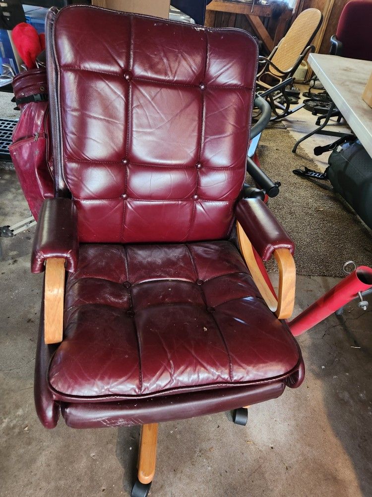 Maroon Leather Office Chair Swivel