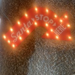 Santa Stops Here Lighted Arrow Sign.