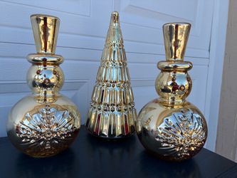 Gold Mercury Glass Christmas Decor Set of 3