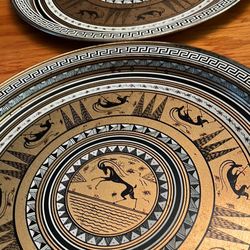 Vintage Etruscan Grecian Copper Toned Metal Trays