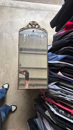 Vintage Ornate Wall Mirror with Etched Floral Design