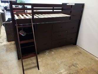 New twin size loft bed frame with dresser and bookcase tax included free delivery