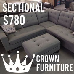 Grey 3 pcs Sectional 