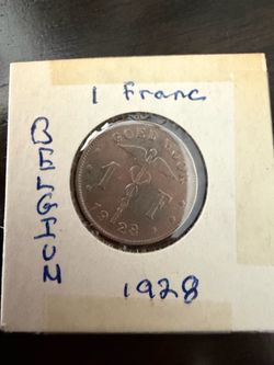 1928 1 Belgium Franc coin
