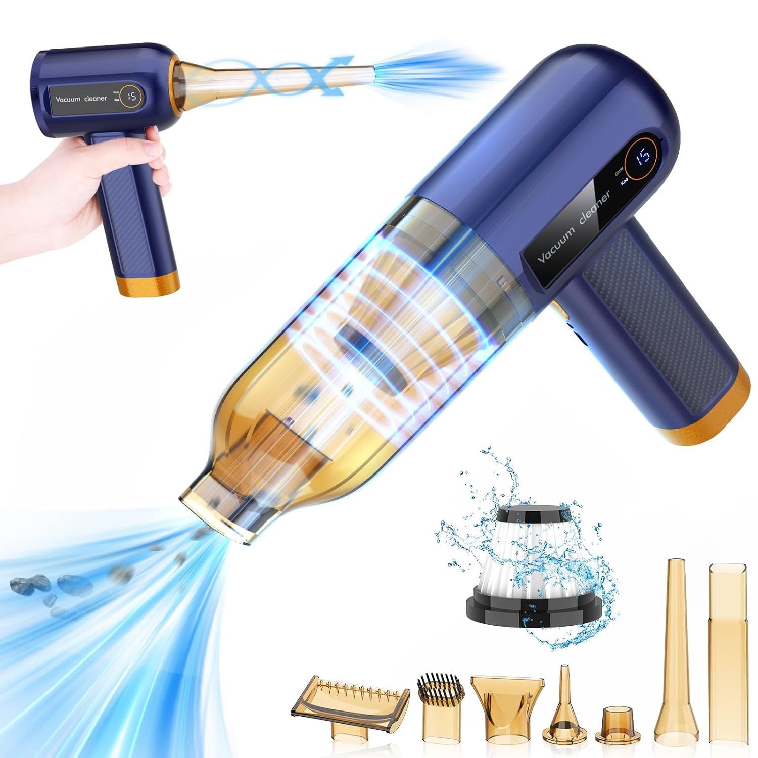 Cudinham Mini Car Vacuum – 14,500Pa Powerful Cordless Suction | 2-in-1 Vacuum & Air Blower