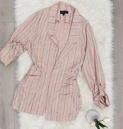 Pink stripe open front blazer (large)