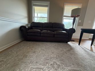 Dark Brown Leather Sofa with Nailhead Trim