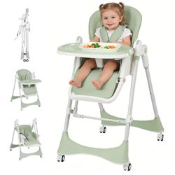 3-In-1 Baby High Chair With Soothing Rocker | Convertible Baby High Chair For Babies And Toddlers | Brake Wheels, Easy Clean, Space Saving | Adjustabl