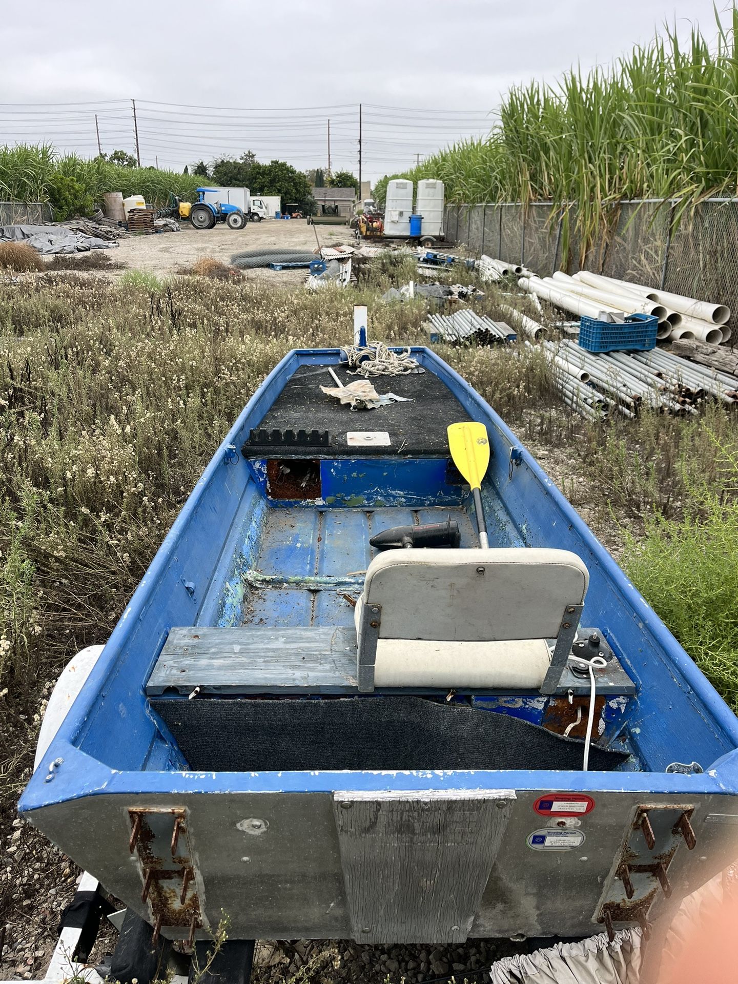 12 Ft Bass Fishing Boat and Trailer.