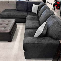 AP🎉Slate Gray L Shape Sectional Couch With Chaise// Fast Delivery - Financing Available 