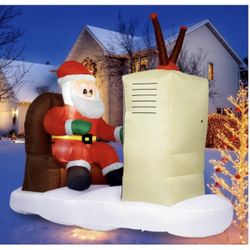 Inflatable Christmas Santa Claus watching TV (6FT)