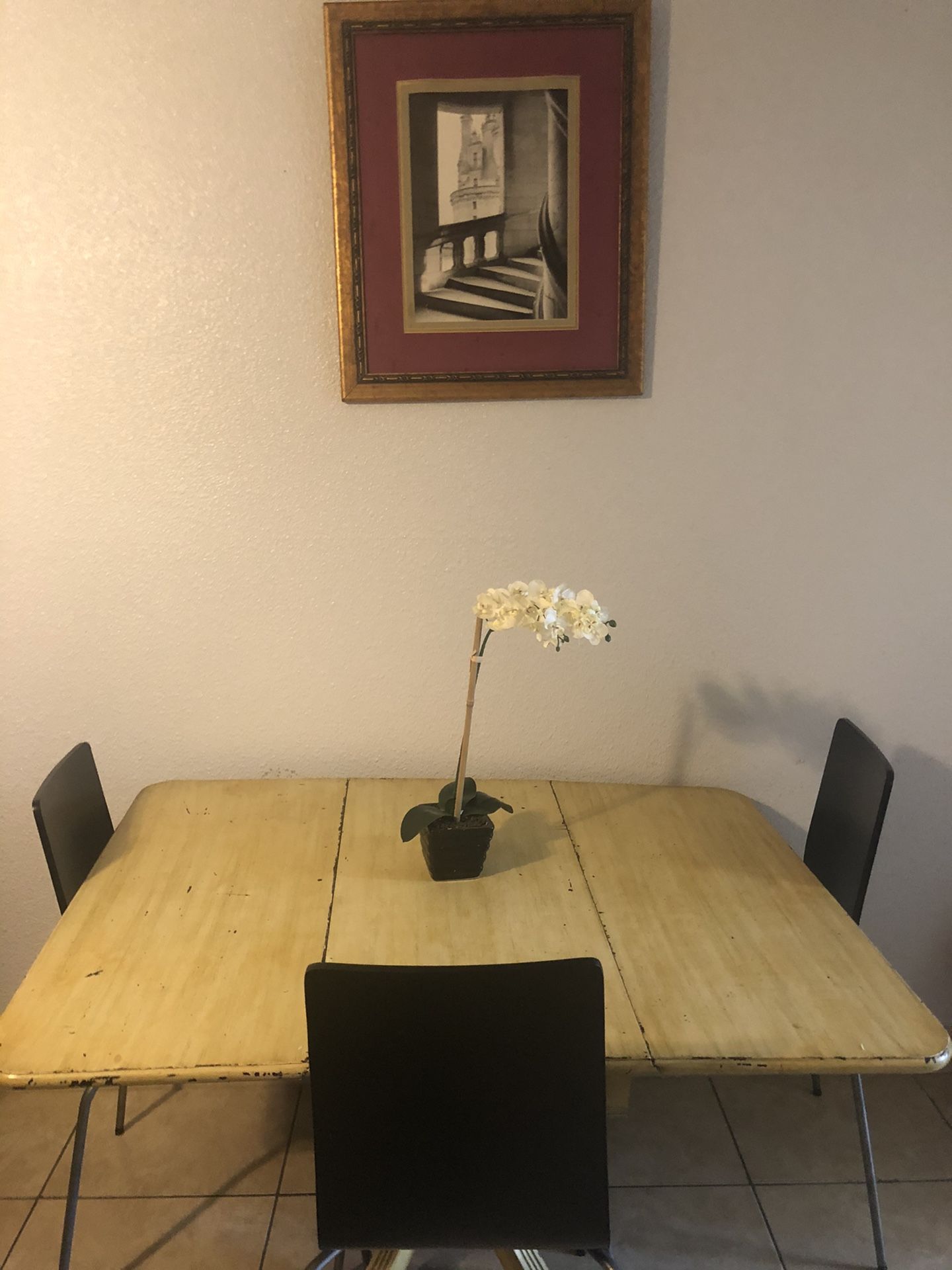 Antique wooden table with 4 chairs