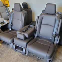 Brand New Charcoal Mocha Leather Bucket Seats With Seatbelts And Middle Seat 