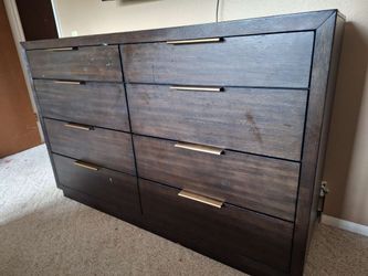 Dark Wood 8-Drawer Double Dresser