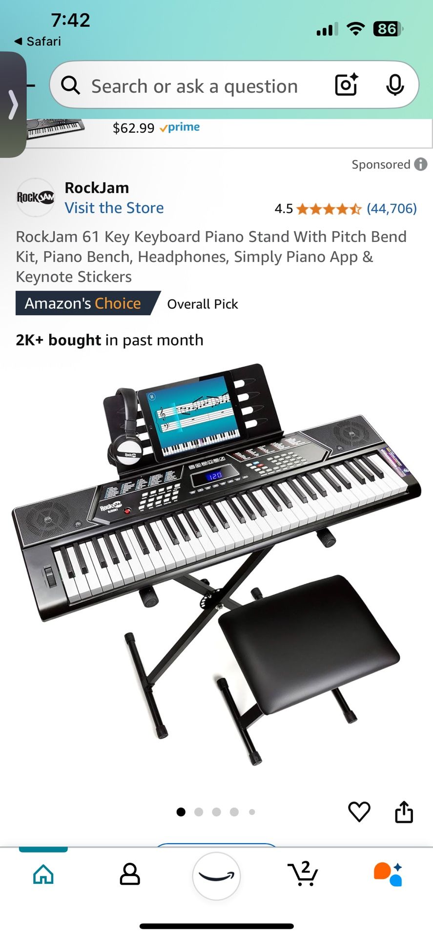 Rockjam 61 key Keyboard Piano