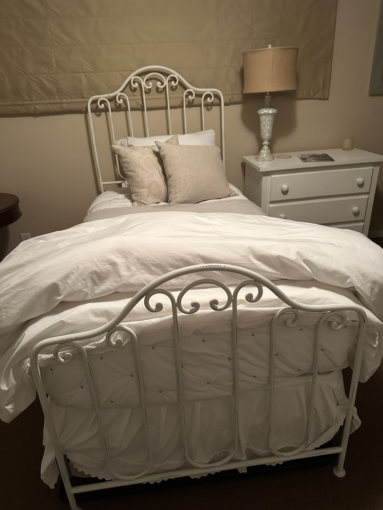 Land Of Nod White Wrought Iron Twin Bed