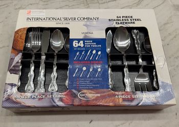 New 64-Piece Flatware Set of 12 - Great Gift Idea. Priced for Fast Sale!