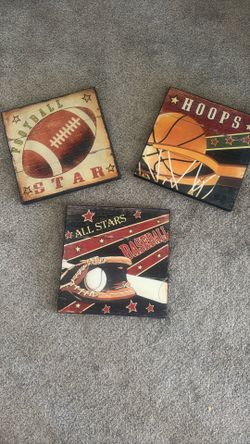 Vintage Sports Wall Decor - 3 Pieces Total