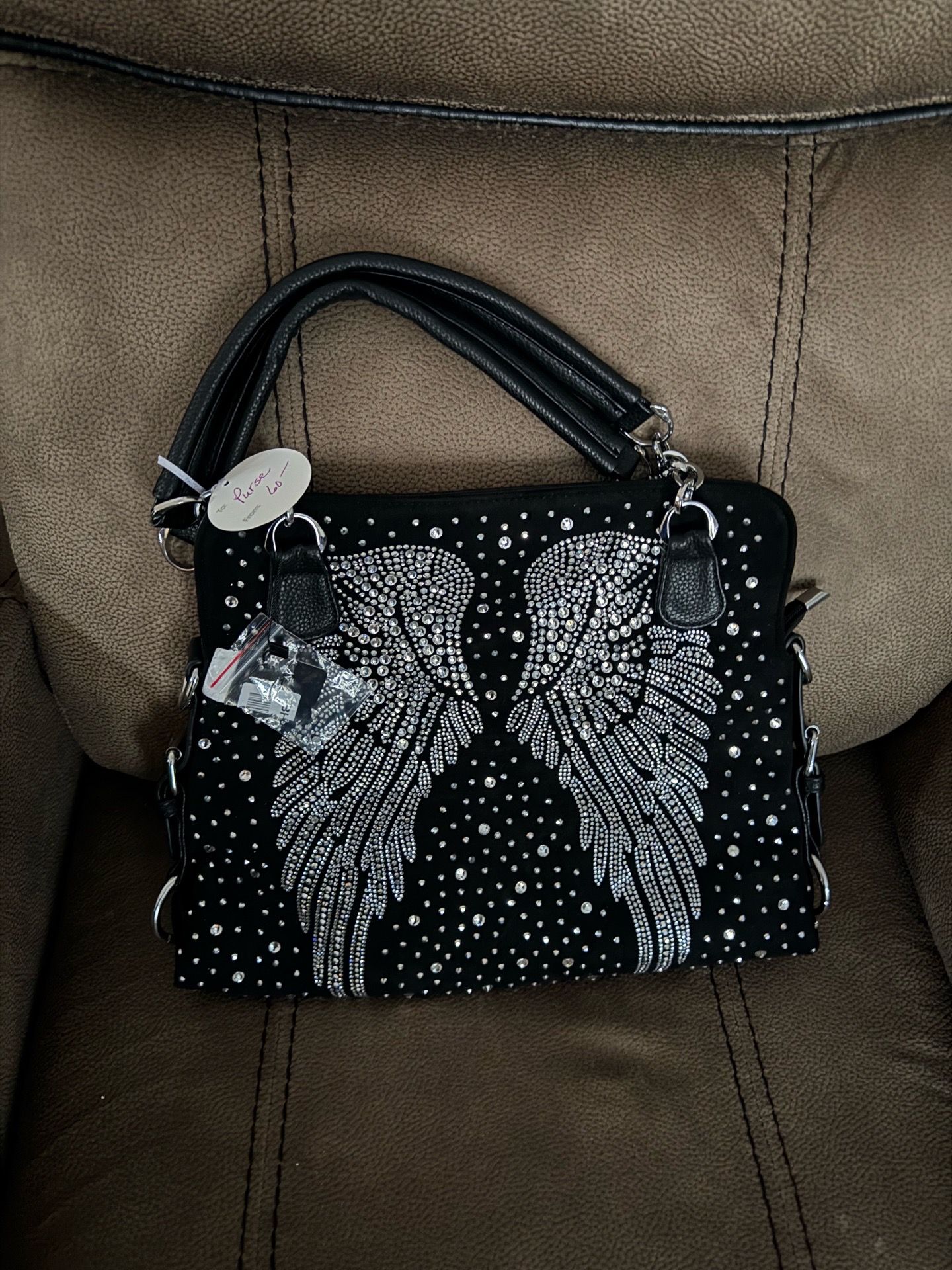 Black and rhinestone handbag