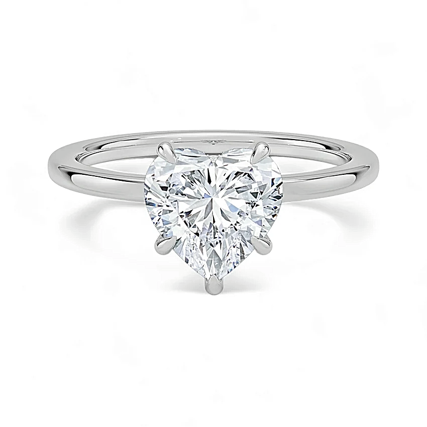 1.00 Carat White Gold Solitaire Engagement Ring with IGI Certified Heart Shape Lab Grown Diamond.