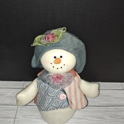 Christmas Holiday Vintage Weighted Bottom Plush Snowman In Hat Home Decor