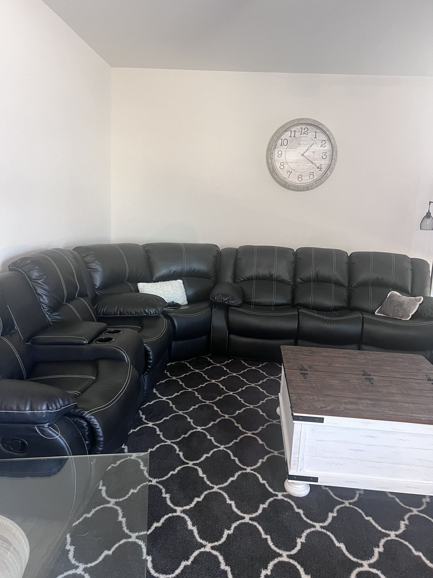 Black Leather Sectional Sofa 