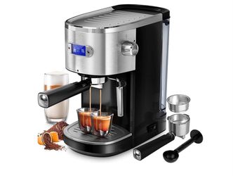 Gavi 20 Bar Espresso Machine 1350W Compact Expresso Coffee Machines LED Display, Steam Wand and 45 OZ Removable Water Tank for Home Cappuccino, Latte(