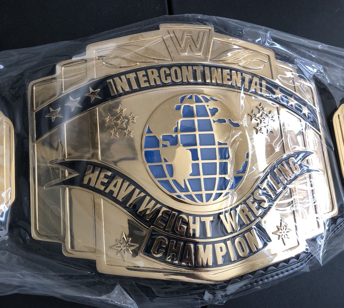 WWE WWF Black Intercontinental Heavyweight Wrestling Championship Belt