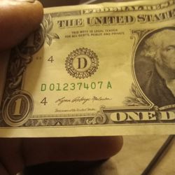 Very Cool Fancy Serial One Dollar Bil