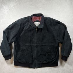 Vintage John Ashford Suede Leather Jacket Men’s XL Black 80s 90s