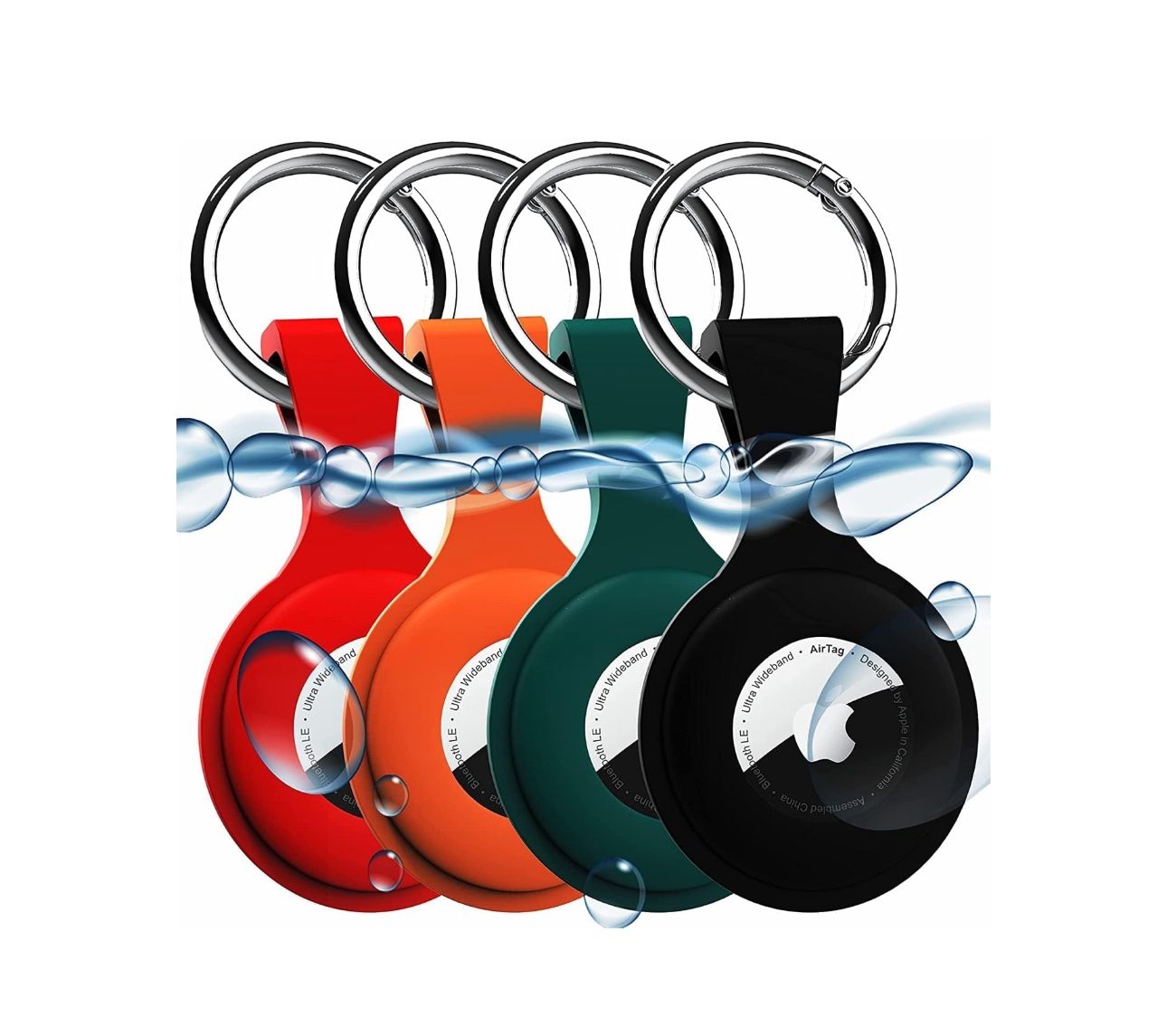 4 Pack AirTag Holder with Anti-Lost Keychain, Protective Air Tag, Item Finders,