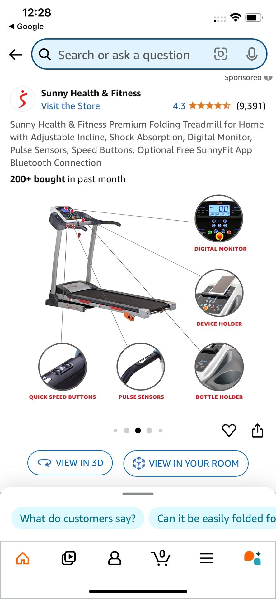 Folding treadmill
