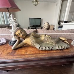 Hand Carved Gold Wood Statue 