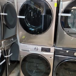 New Samsung Front Loading Washer And Stackable Electric 220volt Dryer Set In Champagne 