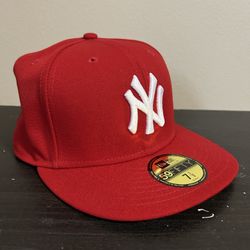  Red New Era 59FIFTY Fitted Cap with White NY Logo