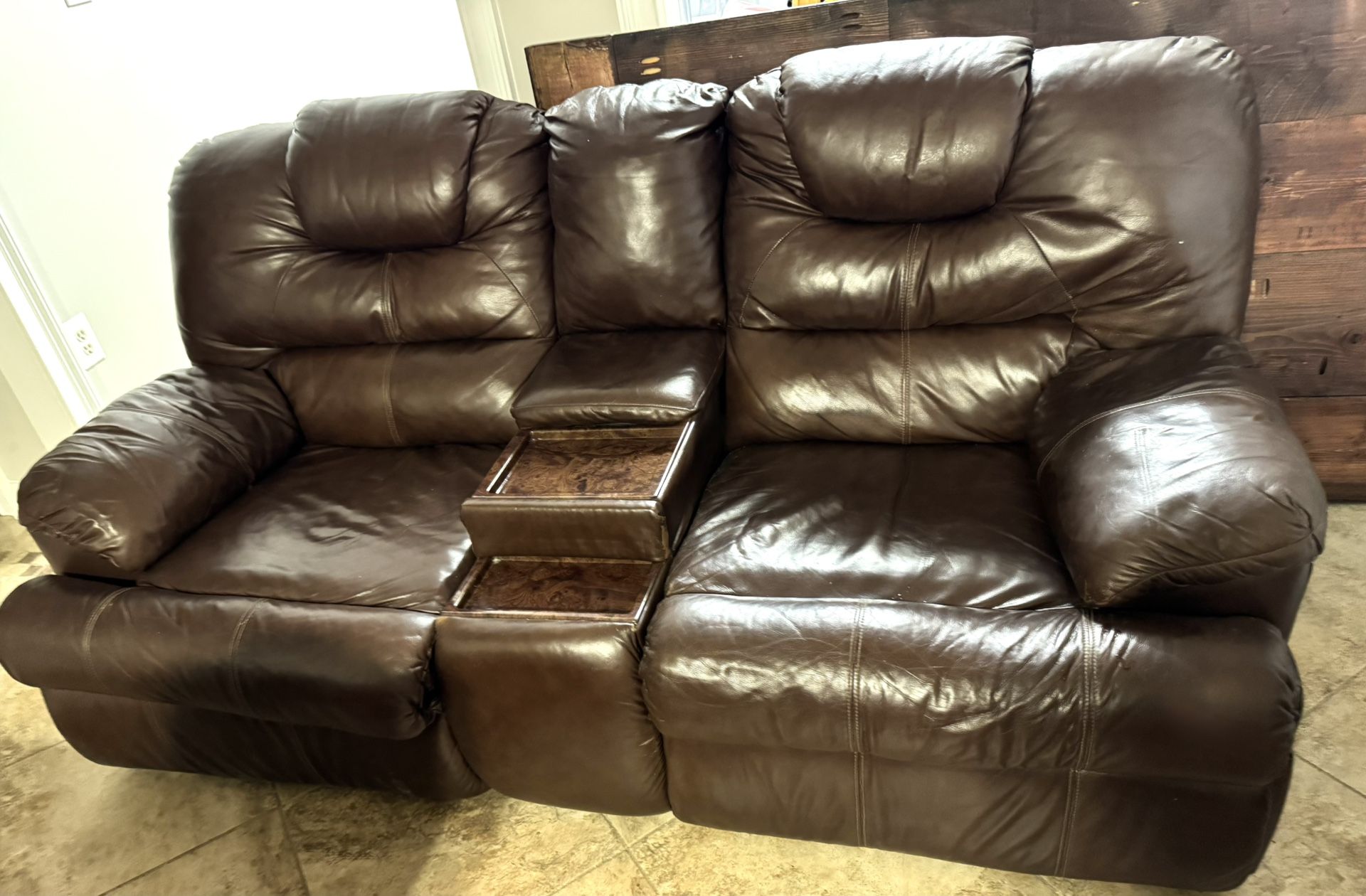 Leather Loveseat Recliner—Brand New!