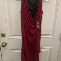 Burgundy Draped Midi Dress