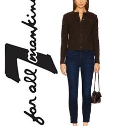 7 For All Mankind Crop Roxanne Dark Wash Jeans Size 27