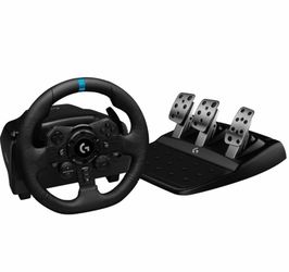 Logitech G923 Racing Wheel and Pedals for PS5, PS4, PC, Mac, TRUEFORCE up to 1000 Hz Force Feedback - Black: USB Connection, Rubber Grip