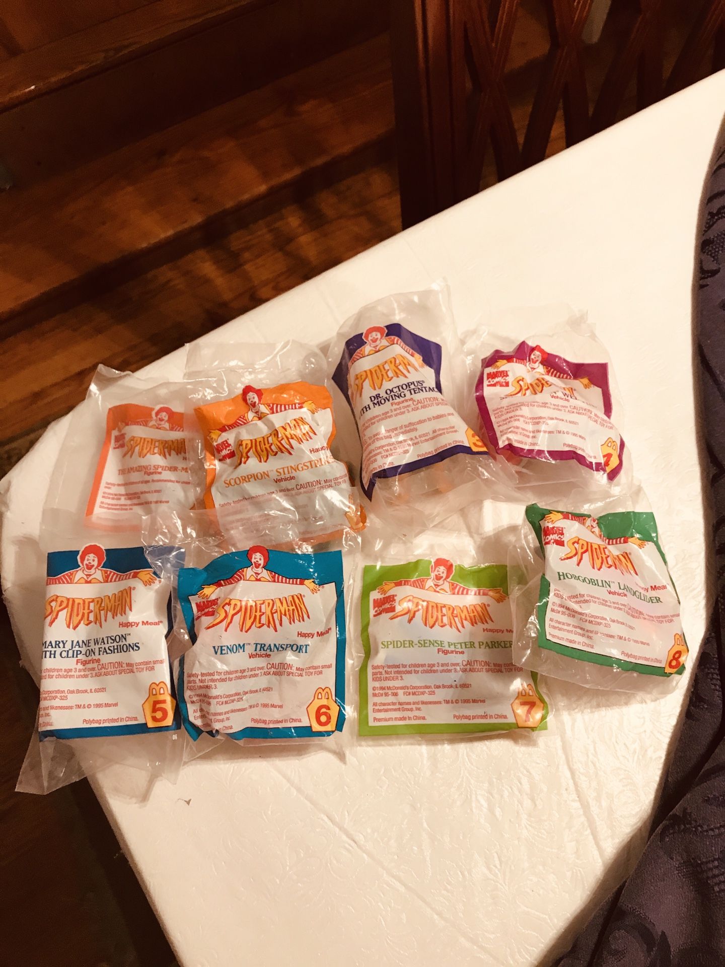 1994 McDonald’s Happy Meal Toys Spider-Man #’s 1-8 (New)