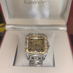 moissanite skeleton face cartier watch 