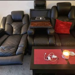 Powered Leather Recliner Couch 