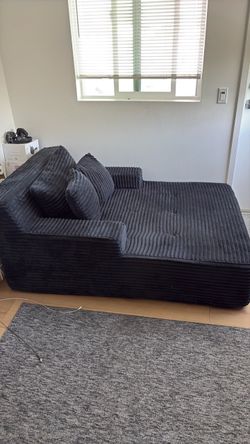 Dark Gray Corduroy Oversized Sofa Daybed