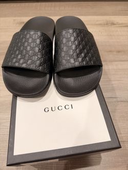Womens Black Gucci Microguccissima Slides
